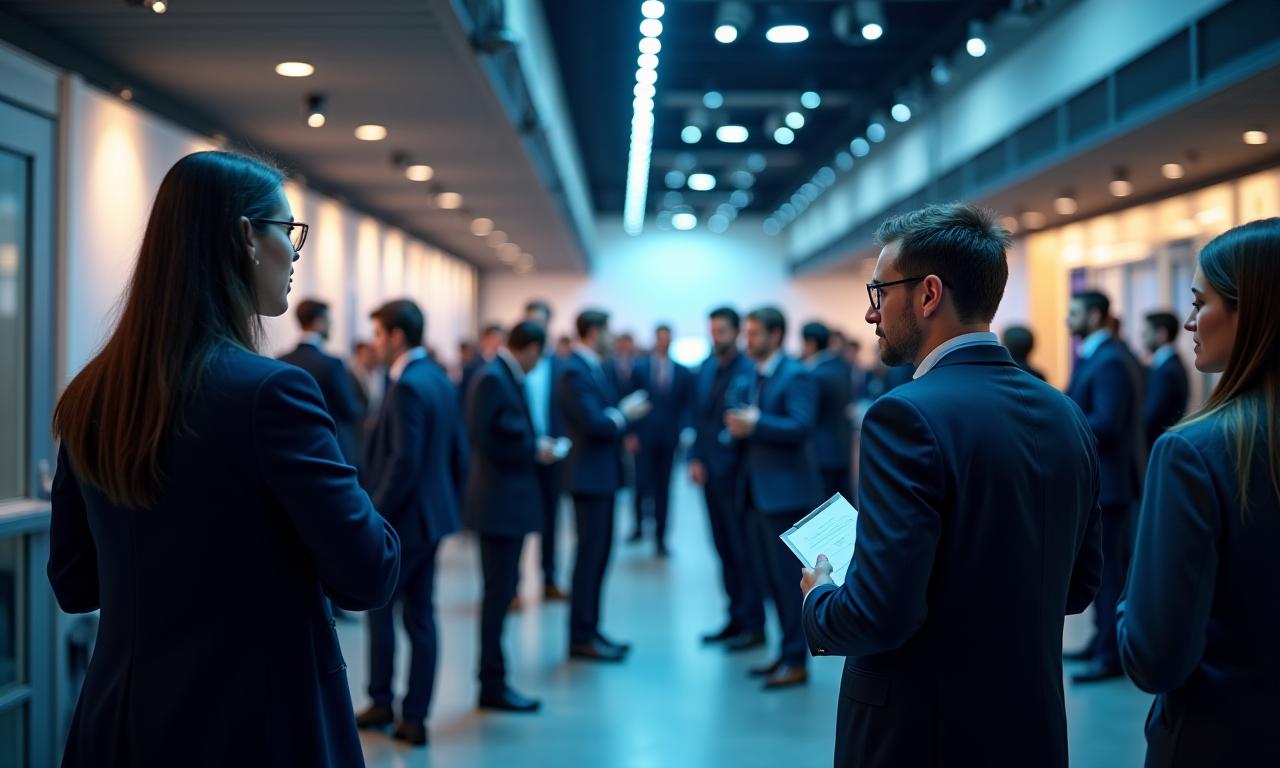 現代的なオフィス環境でのプロフェッショナルな企業イベント写真