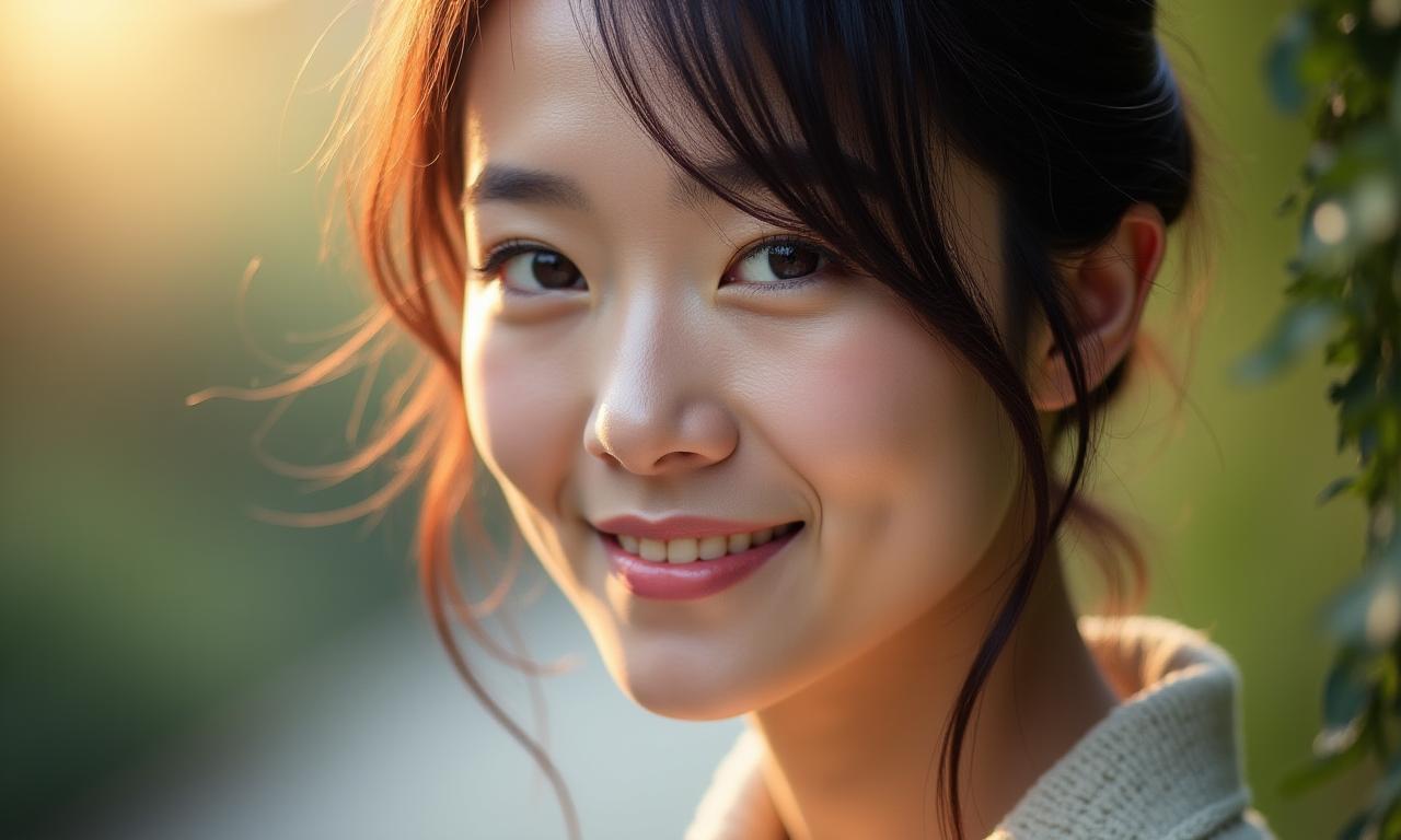 自然光の中で撮影された温かく魅力的なポートレート写真