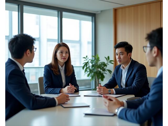 会議中のプロフェッショナルなビジネスマンの企業イベント写真