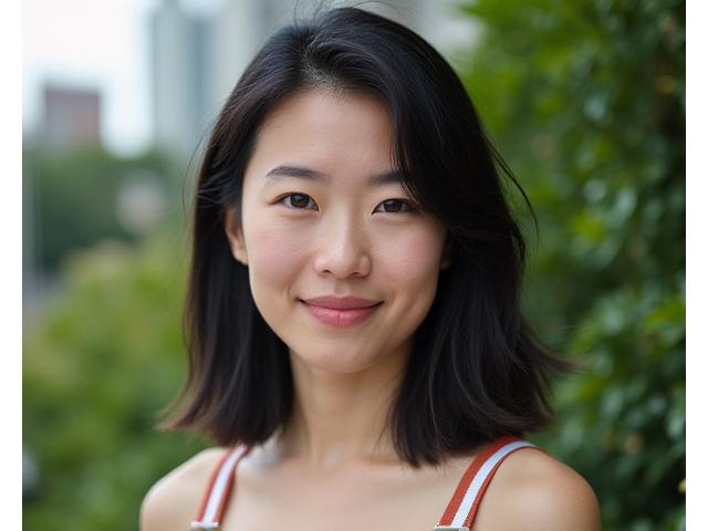 屋外で撮影された個性的なポートレート写真