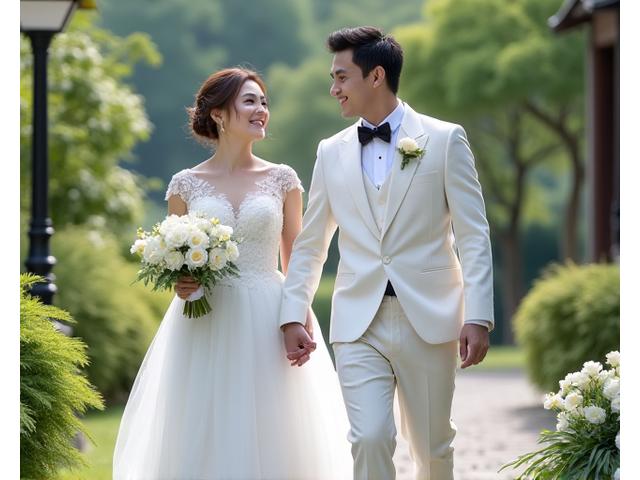 幸せな新郎新婦のプロフェッショナルな結婚式の写真